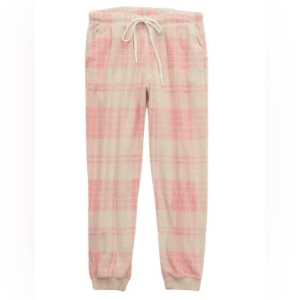 Aerie Plush Fleece Plaid Jogger Pajama Sleep Lounge Pants